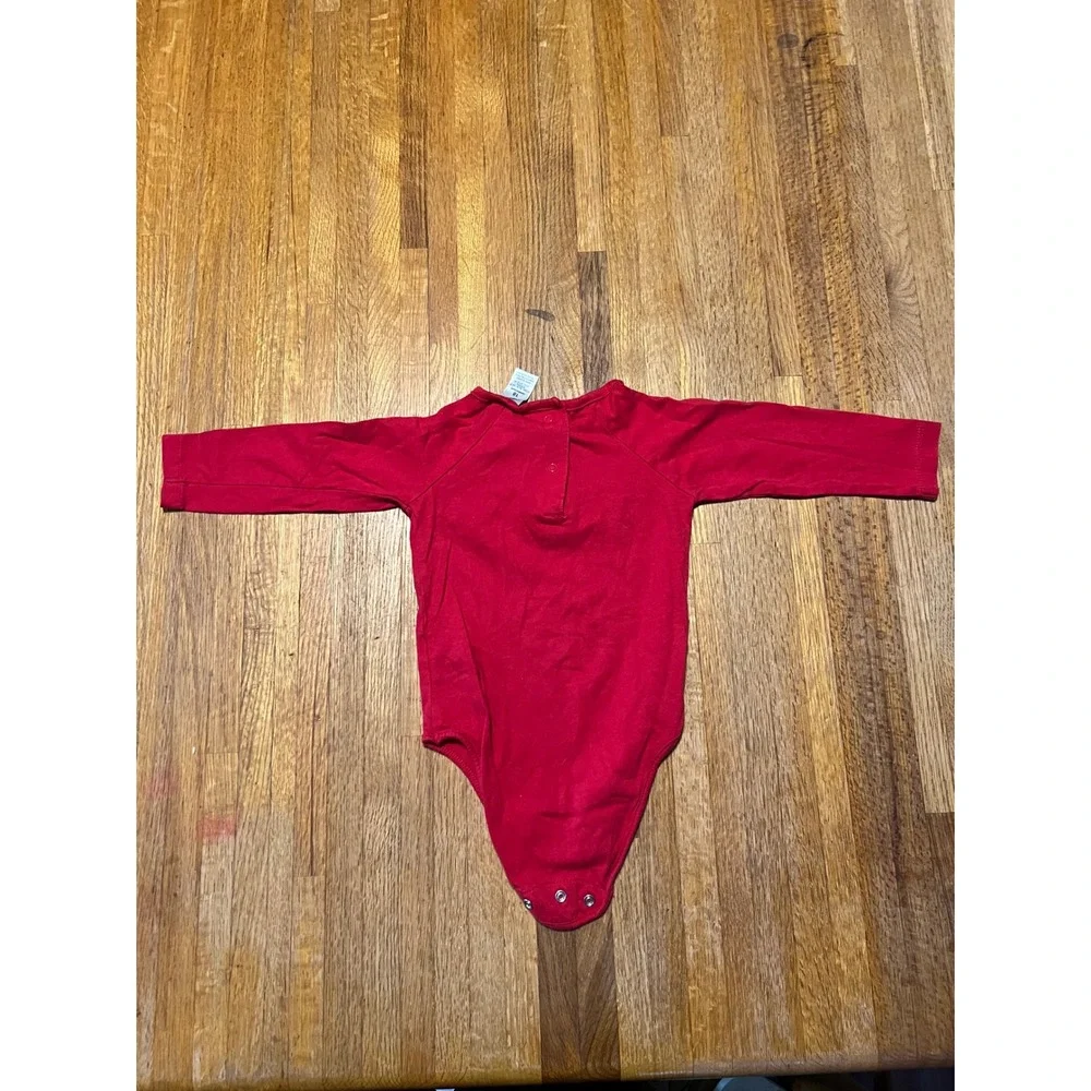 OshKosh Bgosh Baby Girls 18 M Red Long Sleeve Bow Detail Snap Bottom Bodysuit